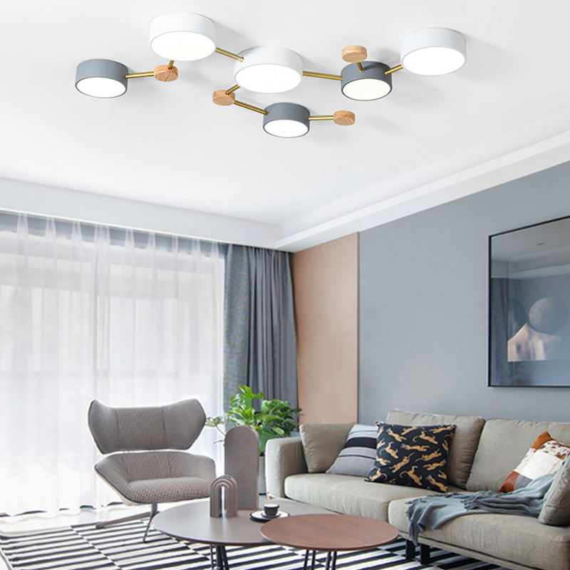 Arisha Modern LED Ceiling Light Acrylic Log Living Room Bedroom White Grey - Neutral Decor
