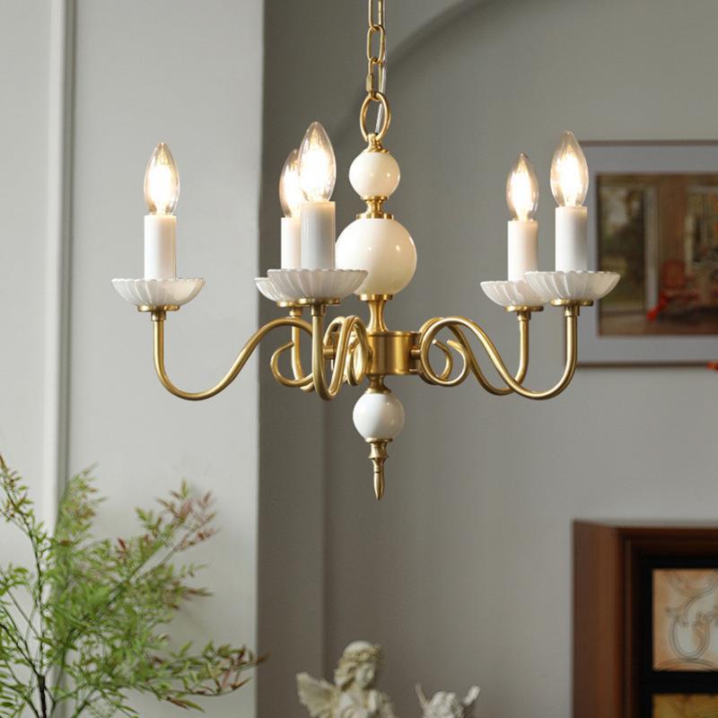 Silva Vintage LED Candle Chandelier Ceramic Bedroom - Neutral Decor