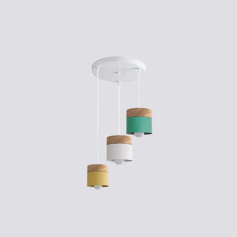 Valentina Modern Can Shape Metal/Wood Pendant Light - Neutral Decor