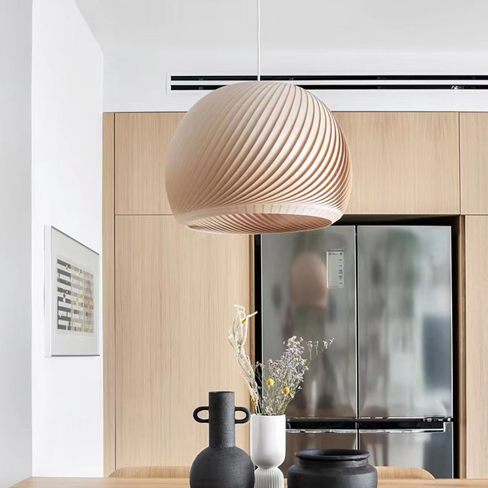 Muto Farmhouse Semi Metal Pendant Light, Brown/Wood - Neutral Decor