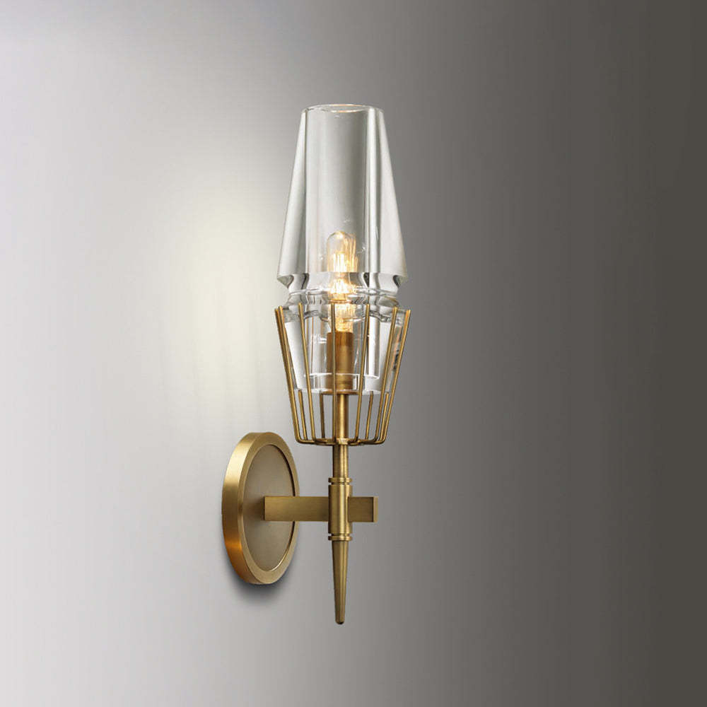 Arisha Vintage Lantern Glass Wall Lamp, Gold - Neutral Decor