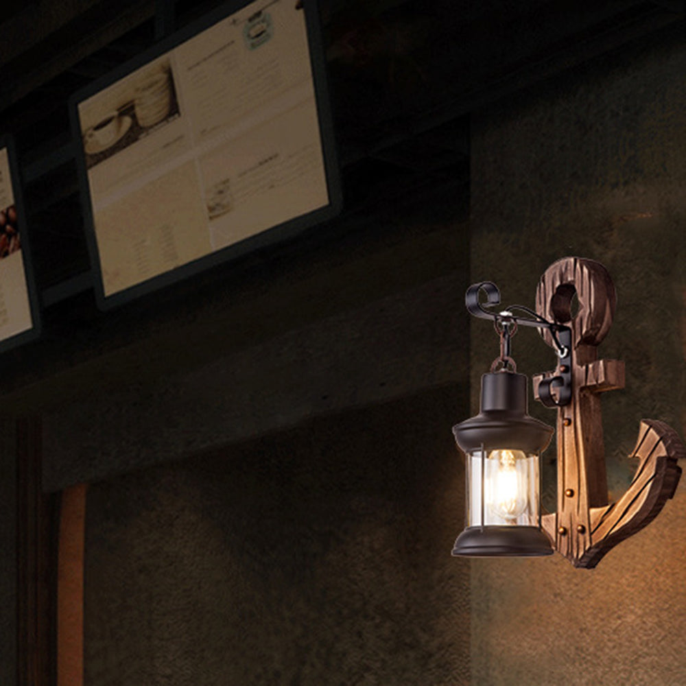 Epoch Anchor Lantern Wall Lamp, Vintage/Antique, Wood, Bedroom - Neutral Decor