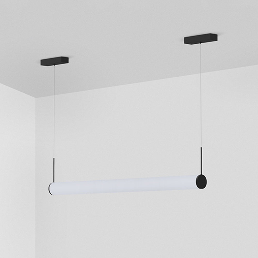 Ray Modern Cylinder White Pendant Light, Metal/Acrylic - Neutral Decor