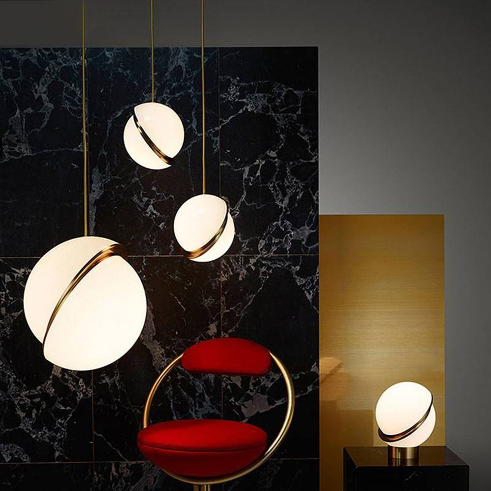 Valentina Simple Pendant Light, Gold & White - Neutral Decor