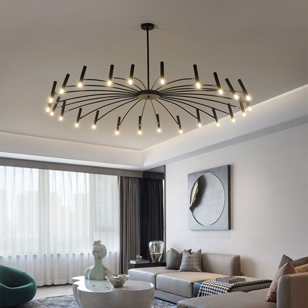 Arisha Modern Blown Linear Metal Multi-heads Chandelier - Neutral Decor