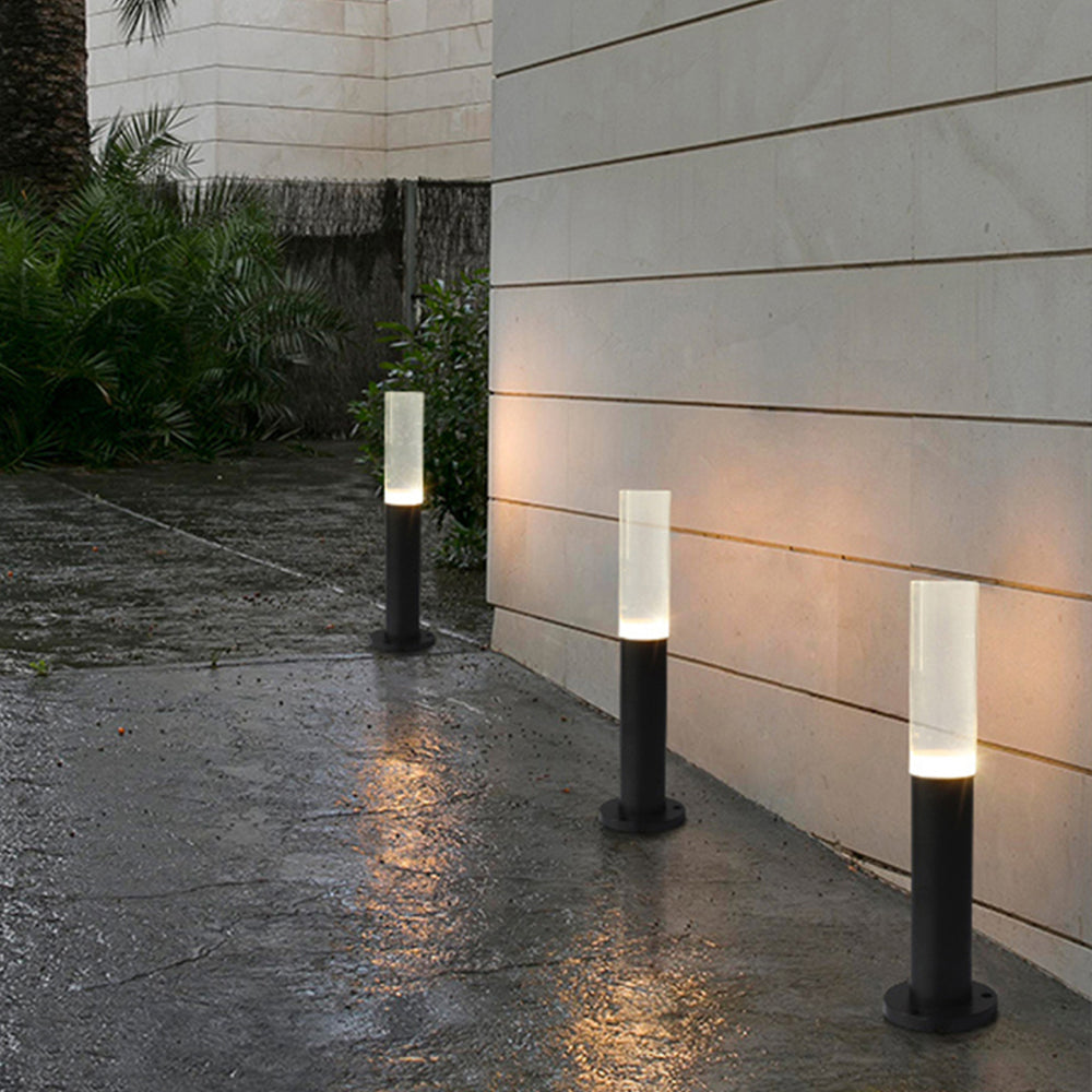 Ray Metal Cylindrical Outdoor Path Light, Black - Neutral Decor