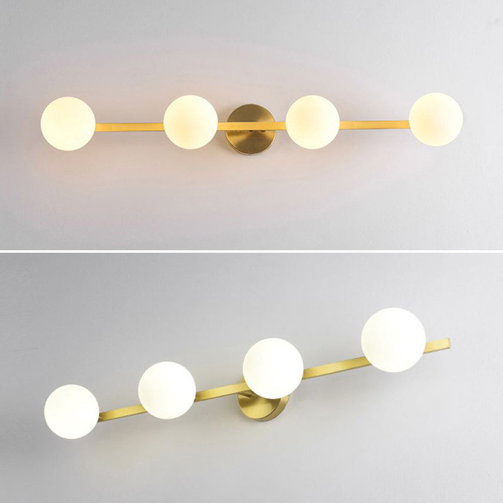 Valentina Retro Globe Linear Metal/Glass Wall Lamp, Gold, Bathroom - Neutral Decor