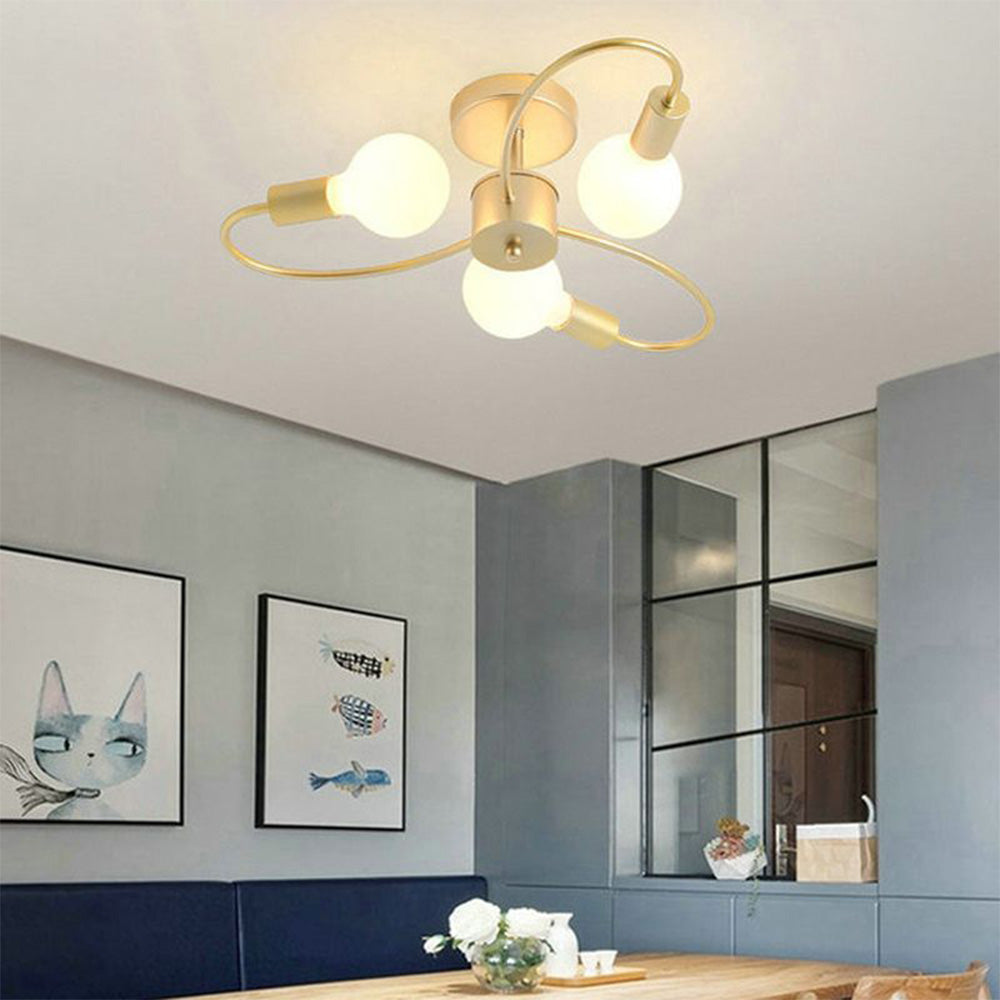 Valentina Modern Metal Flush Mount Ceiling Light, Black/Gold - Neutral Decor