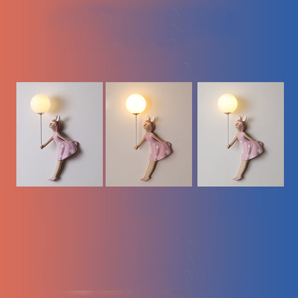 Arisha Modern Balloon/Girl Shape Acrylic Pink Wall Lamp - Neutral Decor