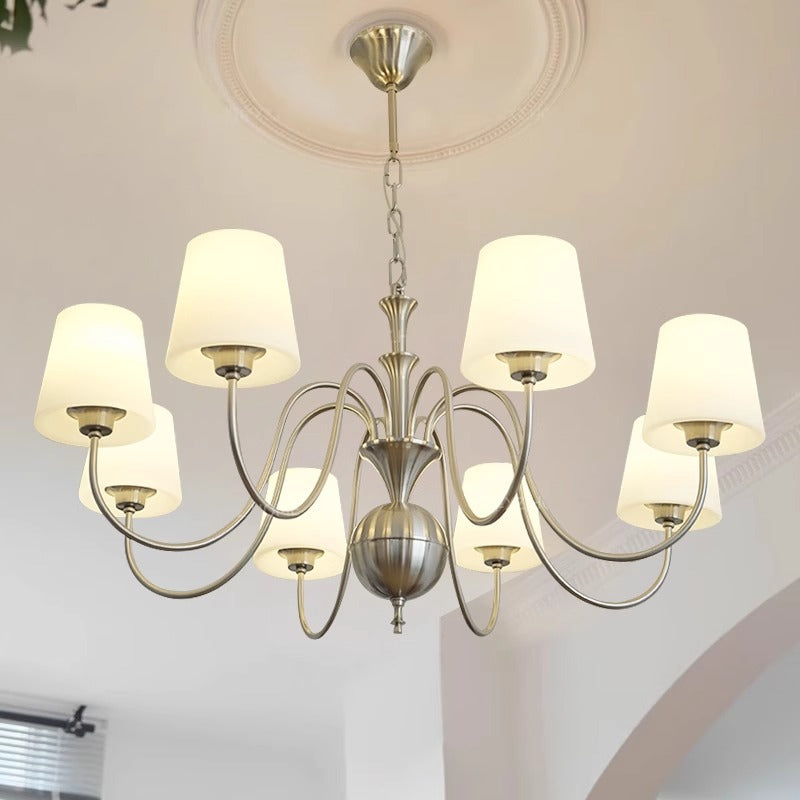 Silva Vintage Metal Glass Chandelier Study Bedroom - Neutral Decor