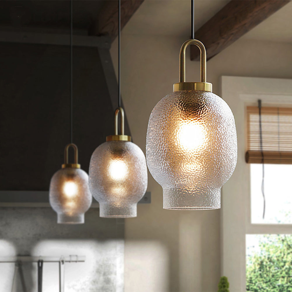 Valentina Minimalist Blown Frosted Clear Glass Pendant Light - Neutral Decor