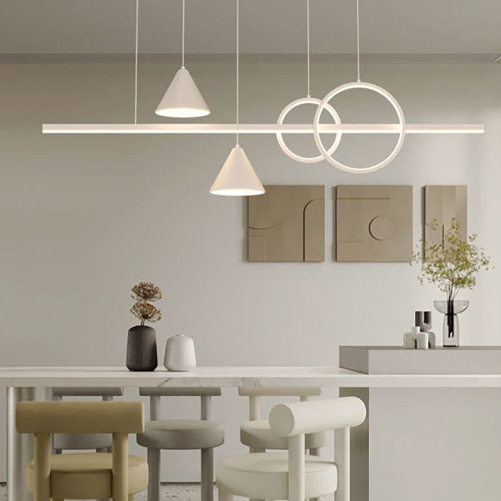 Arisha Contemporary Geometric Style Linear Metal Pendant Light White/Black - Neutral Decor