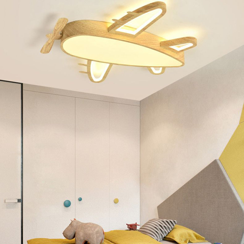 Arisha Modern Art Deco Airplane Flush Mount Ceiling Light, Wood/Dark Wood - Neutral Decor