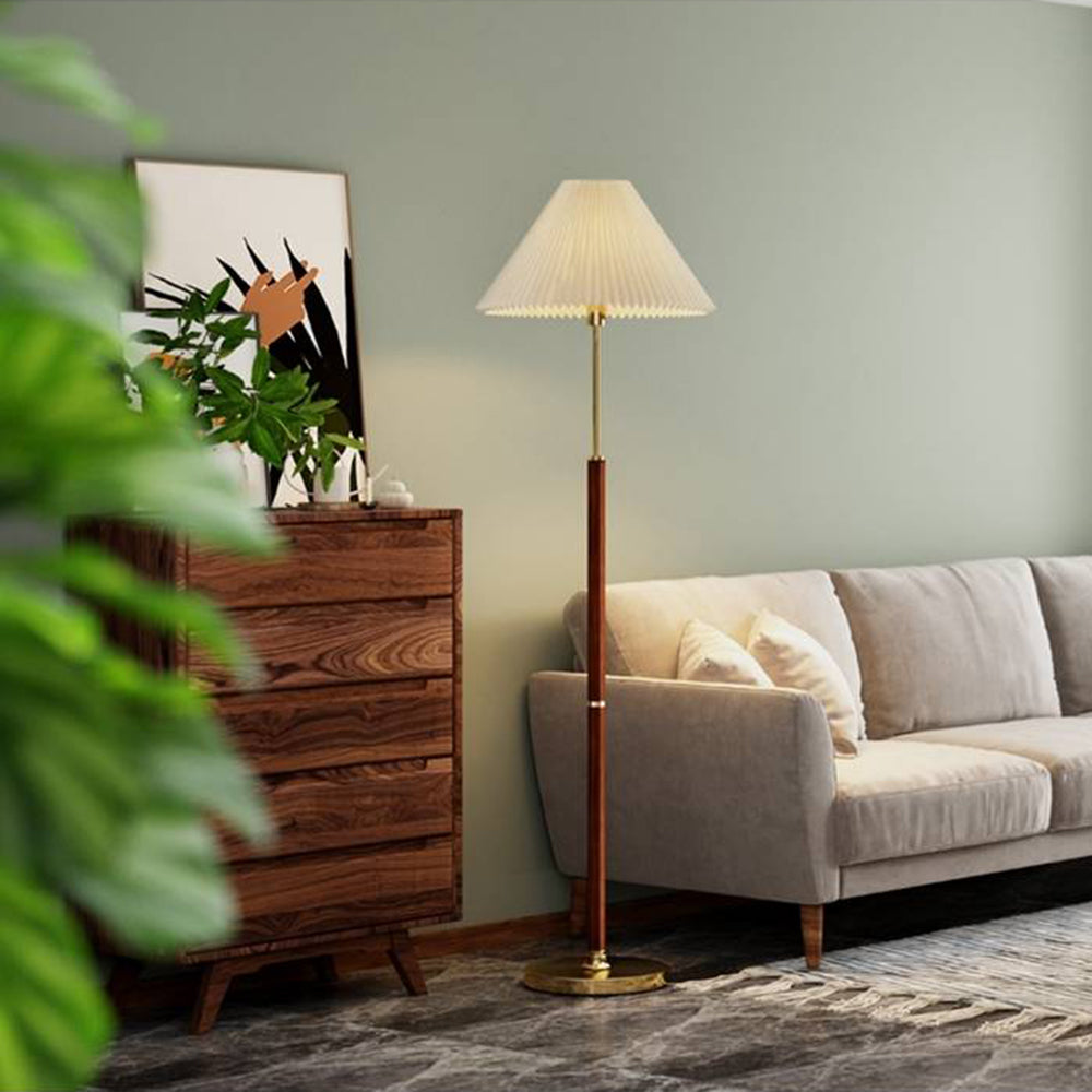 Ozawa Simple Walnut/Metal/Fabric, Table/Floor Lamp, Living Room - Neutral Decor