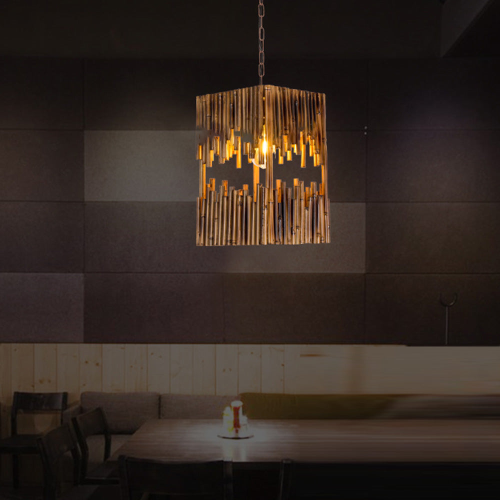 Epoch Retro Rectangular Metal/Wood Pendant Light - Neutral Decor