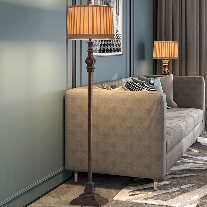 Eryn Vintage Resin/Fabric Standing Floor Lamp, Brown - Neutral Decor