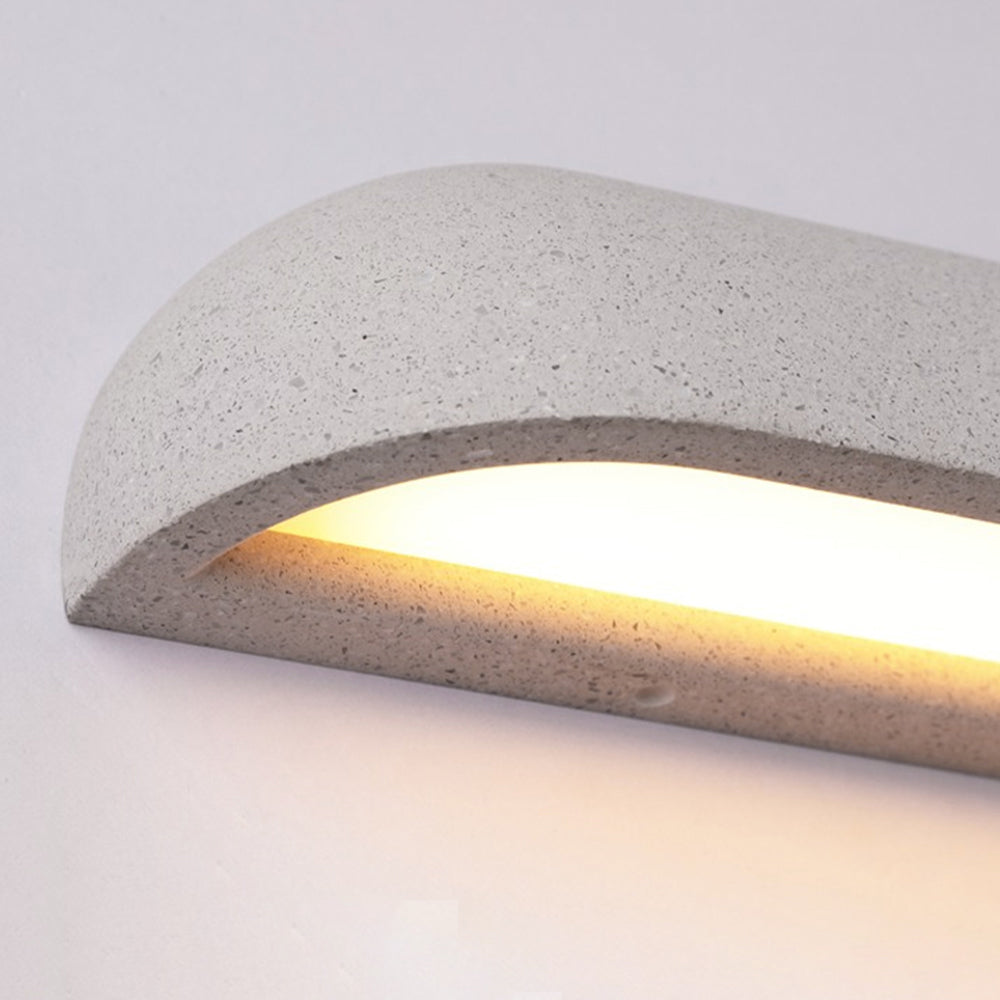 Ray Modern Minimalist Semi-elliptical Metal/Stone Outdoor Wall Lamp, Black/White - Neutral Decor