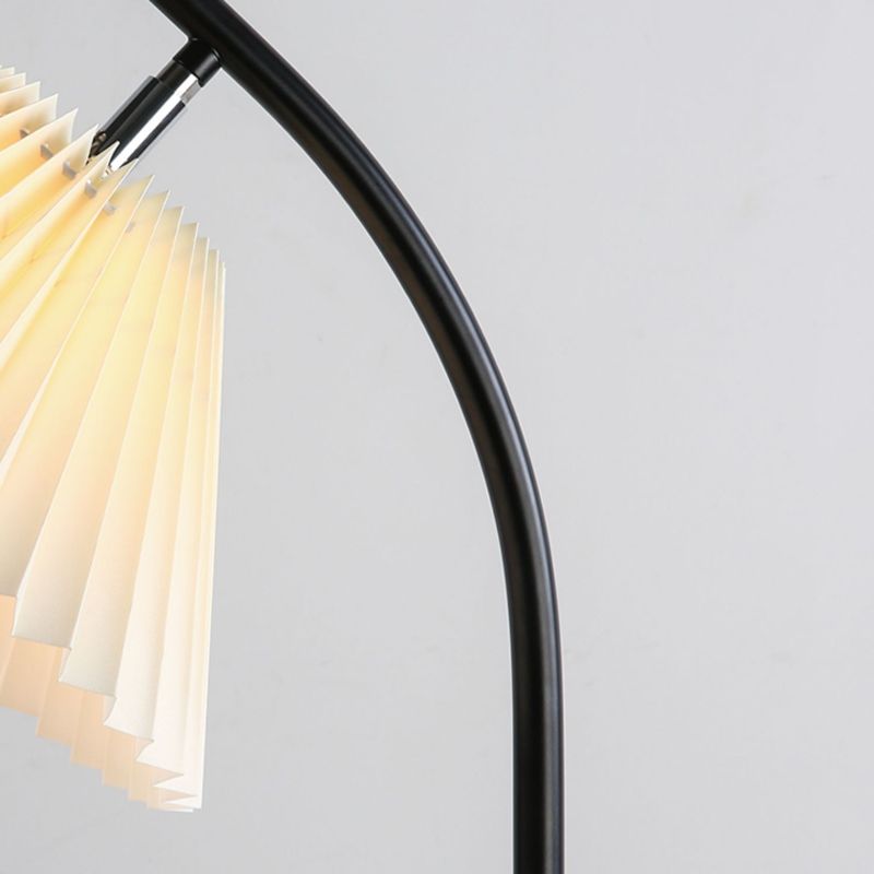 Ozawa Modern Arc Pleated Metal Fabric Floor Lamp, 3 Color - Neutral Decor