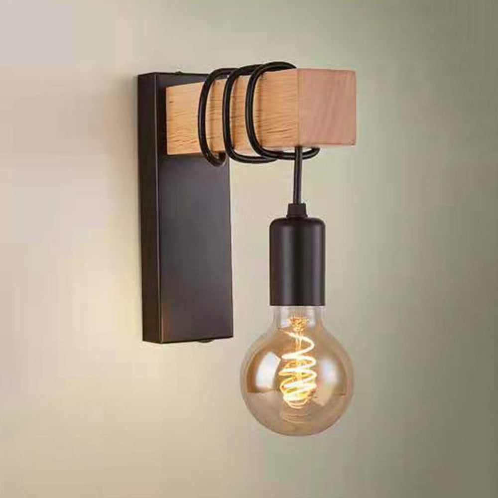 Silva Wall Lamp Bulb Industrial, Metal, Black/White, Living Room - Neutral Decor