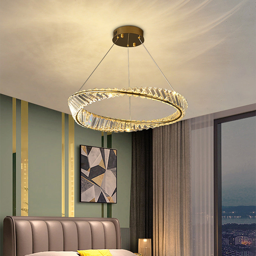 Kristy Modern Luxury Round Glass Chandelier, Gold - Neutral Decor