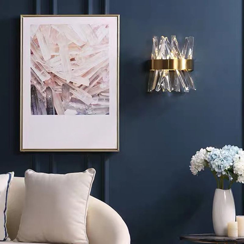 Kristy Decorative Geometric Crystal/Metal Wall Lamp, Gold - Neutral Decor