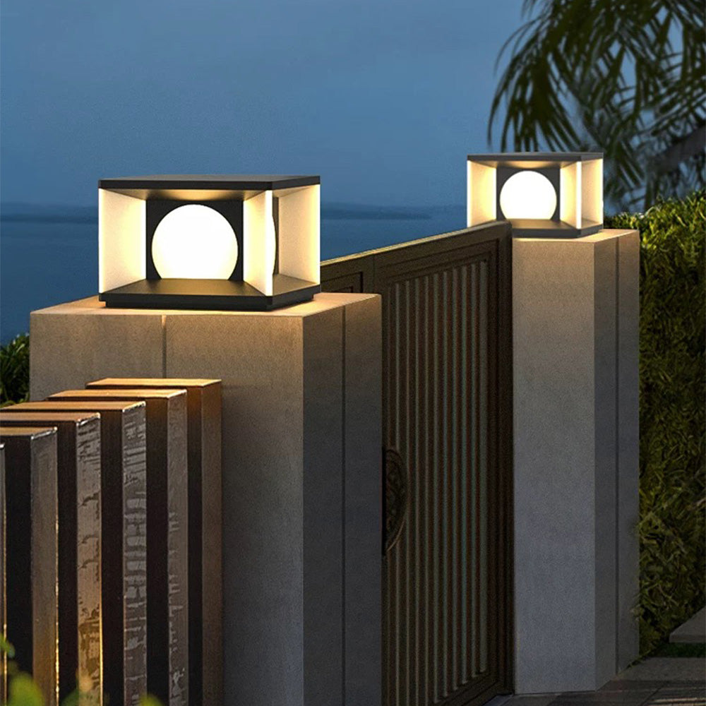Aria Modern Square Metal Outdoor Light Post - Neutral Decor