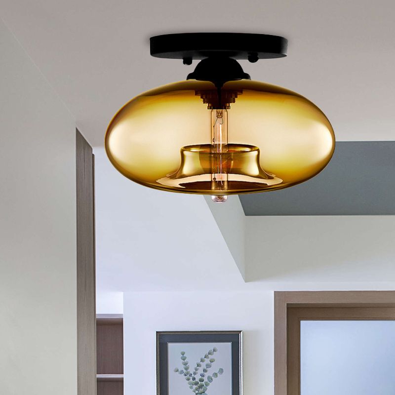 Valentina Industrial Art Deco Globe Flush Mount Ceiling Light Living Room - Neutral Decor