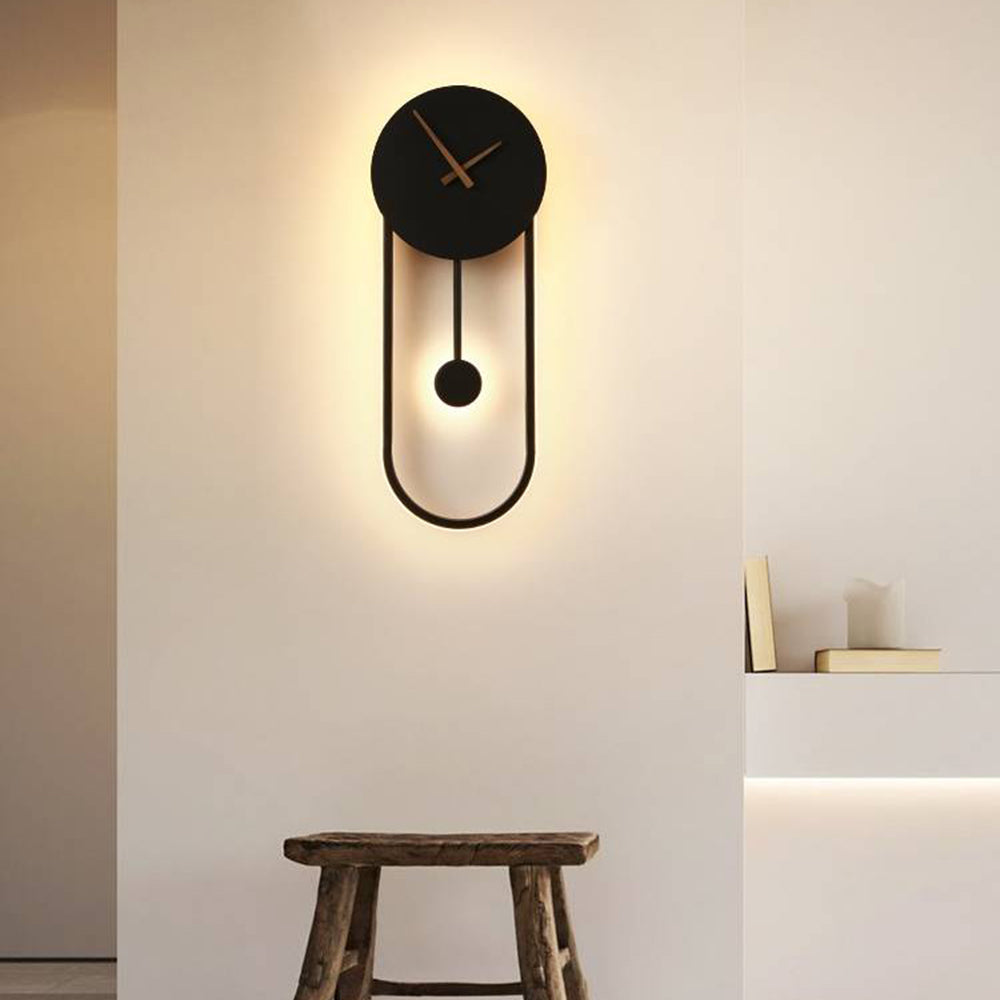 Arisha Nordic Clock Wall Lamp, Gold & Black - Neutral Decor