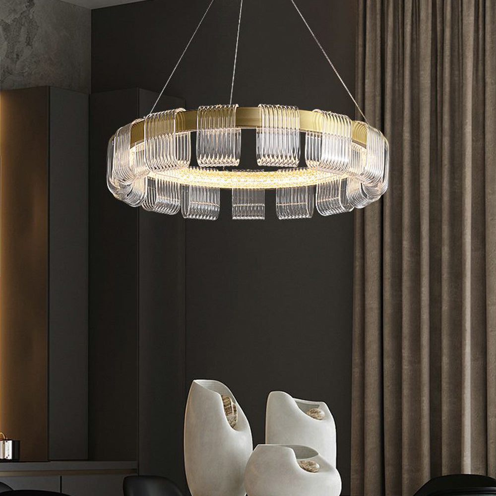 Arisha Modern Acrylic Ring Pendant Light, White/Gold - Neutral Decor