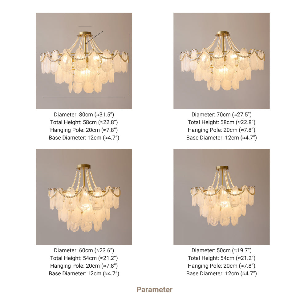 Kristy Elegant Pearl/Glass/Metal Chandelier, White - Neutral Decor