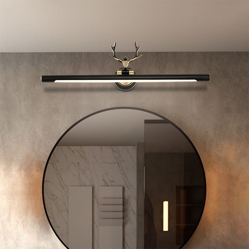 Arisha Decorative Deer Mirror Front Vanity Wall Lamp, Black/Gold - Neutral Decor