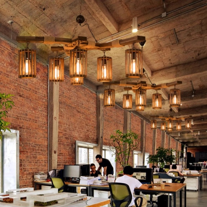Epoch Retro LED Chandelier Wood Restaurant/Living Room/Bar - Neutral Decor