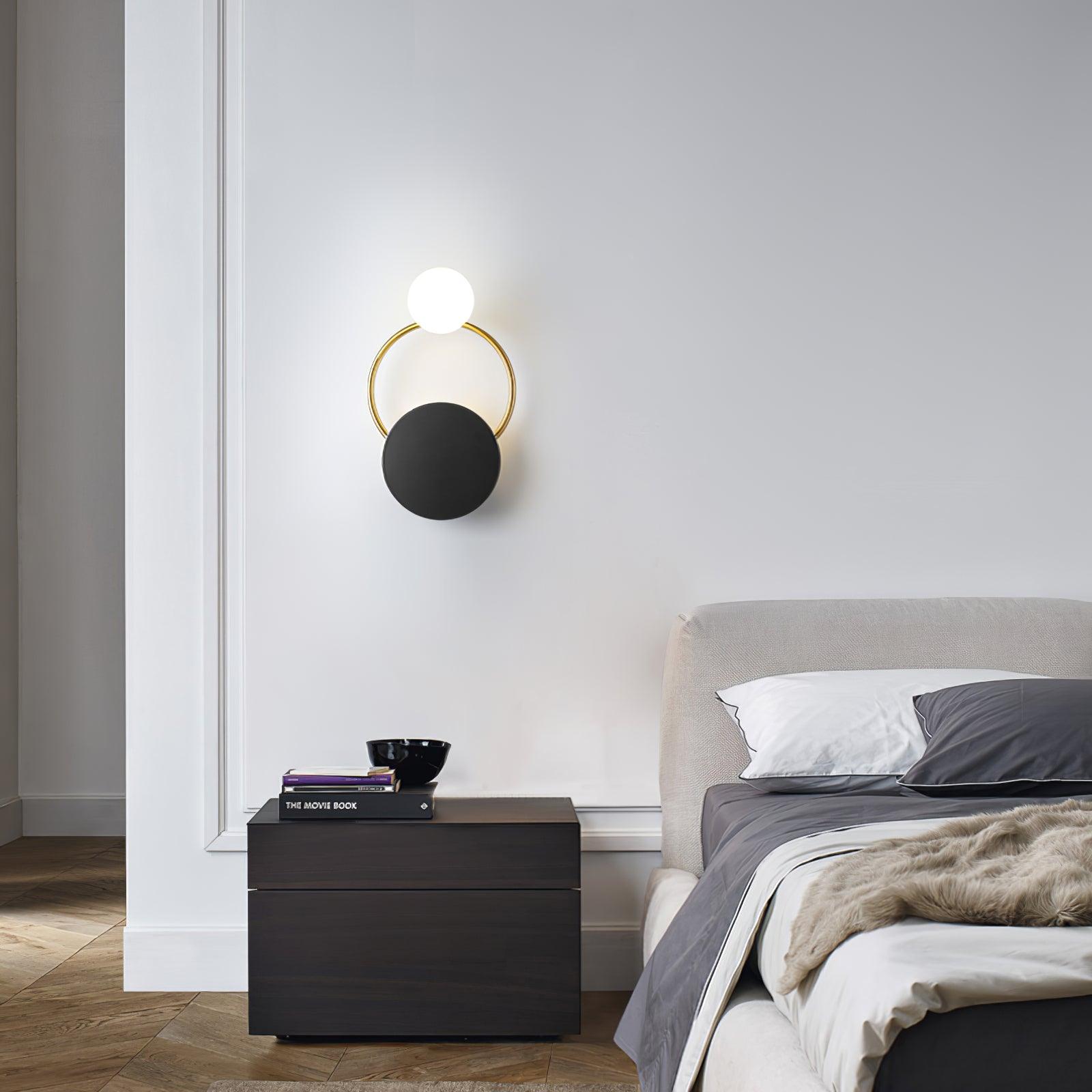 Arisha Modern LED Triple Rings Wall Lamp, Metal/Glass, Gold/Black, Bedroom - Neutral Decor