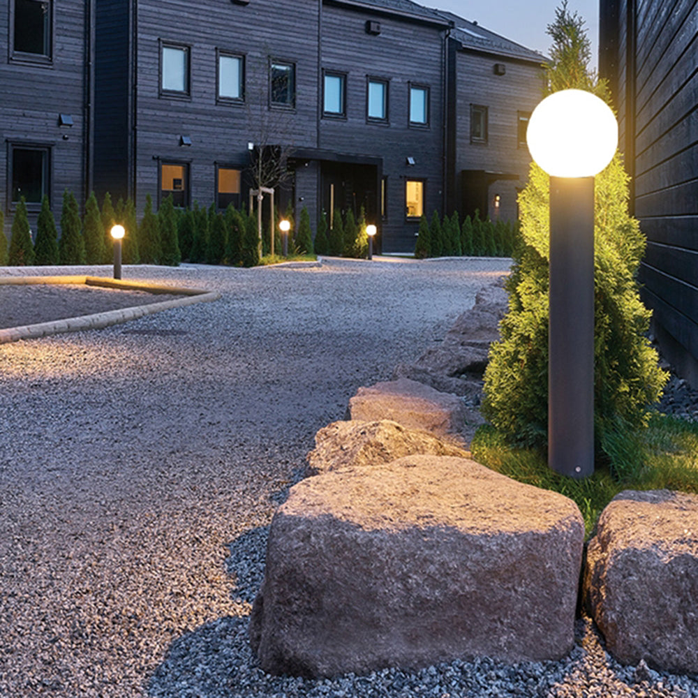 Ray Modern Metal Circular Lamp holder Outdoor Path Light, Black - Neutral Decor