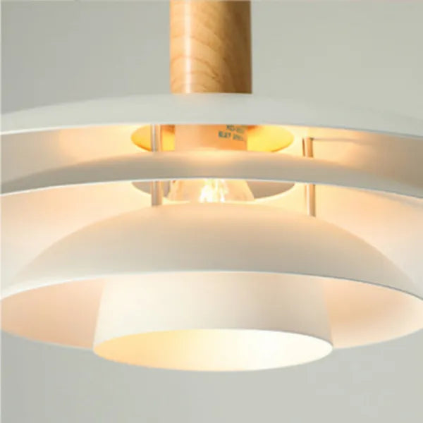 Valentina Modern LED Pendant Light White Wood Metal Bedroom - Neutral Decor