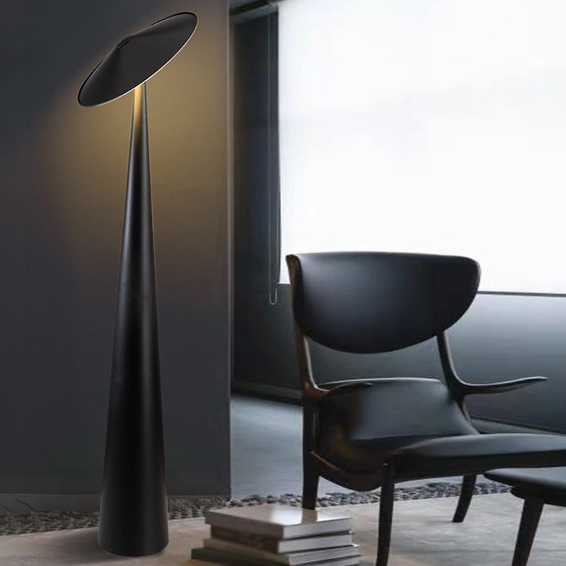 Salgado Modern Saucer Shaped Metal Floor Lamp,Black - Neutral Decor