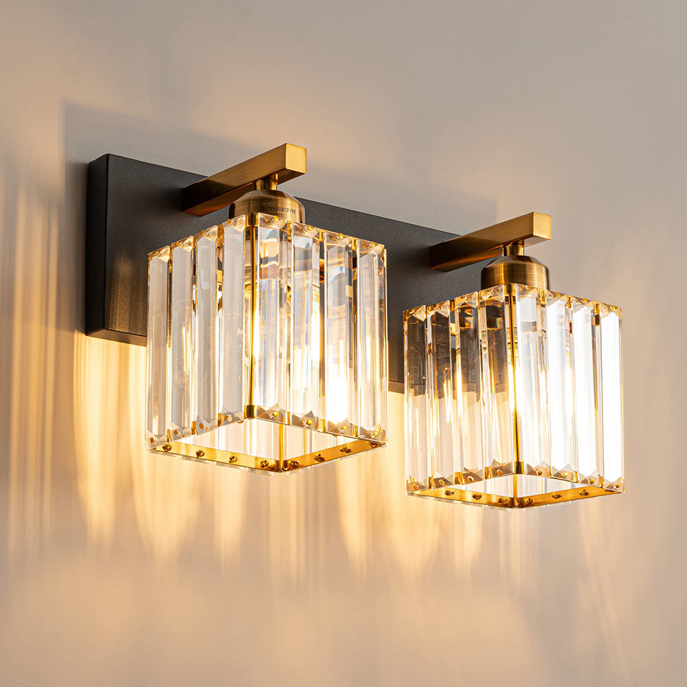 Kristy Vintage LED Metal/Crystal Wall Lamp For Mirror, Gold - Neutral Decor