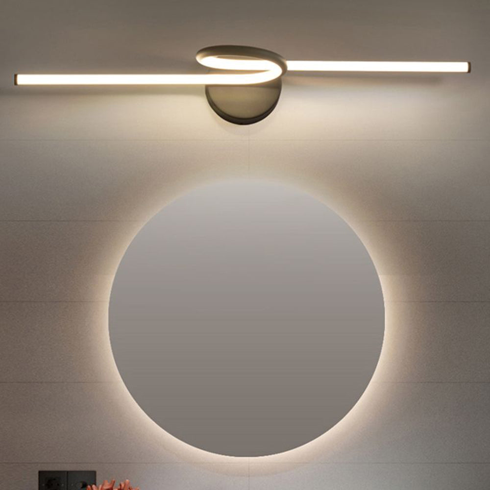 Arisha Modern Arc Wall Lamp, Silver, Metal/Acrylic, Front Mirror Vanity - Neutral Decor
