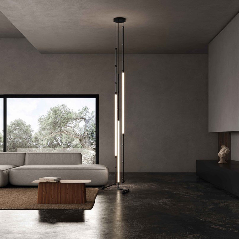 Arisha Modern Linear Metal/Silicone Pendant Light, Black - Neutral Decor