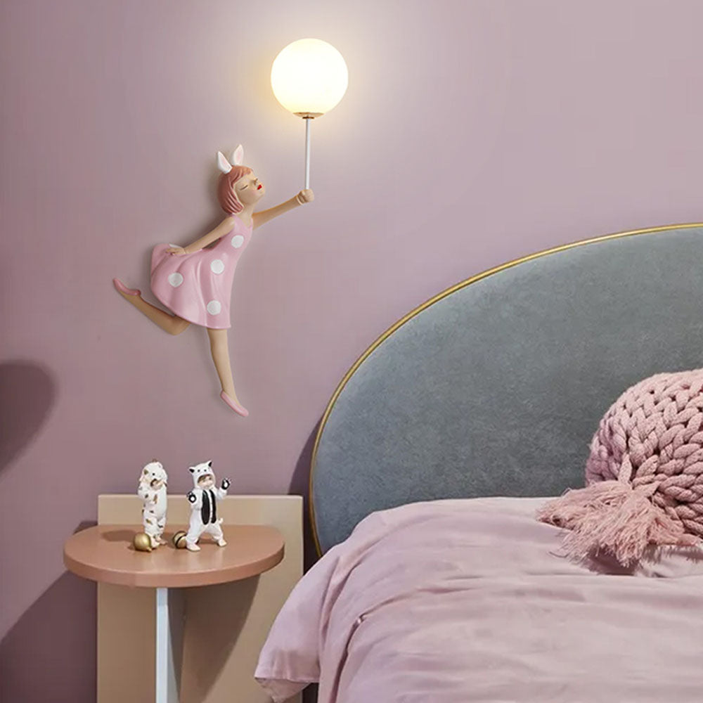Arisha Modern Balloon/Girl Shape Acrylic Pink Wall Lamp - Neutral Decor