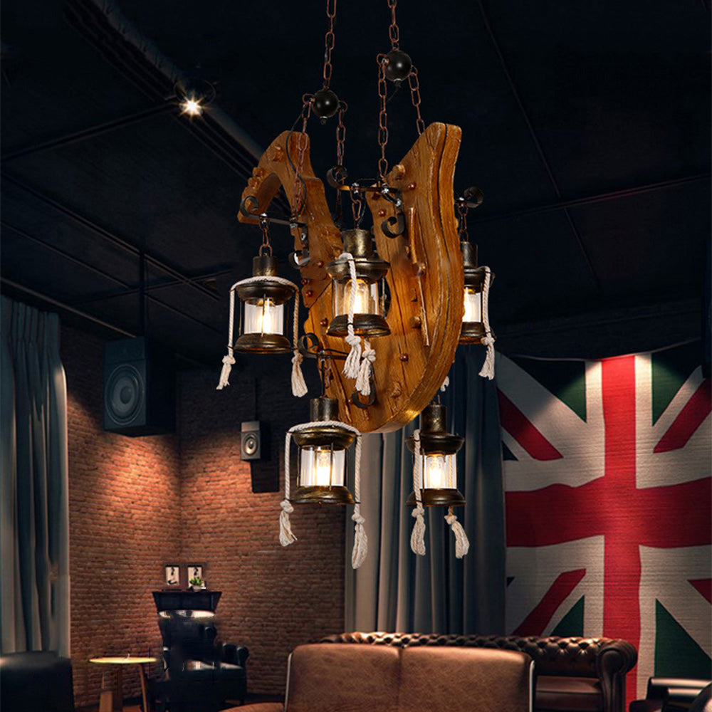 Epoch Retro Saxophone Metal/Wood Pendant Light, Walnut - Neutral Decor