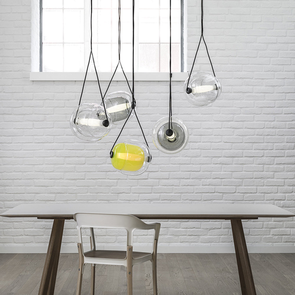 Valentina Modern Bubble Glass Pendant Light, Blue/Yellow/Pink/Smoky Grey/White/Clear - Neutral Decor