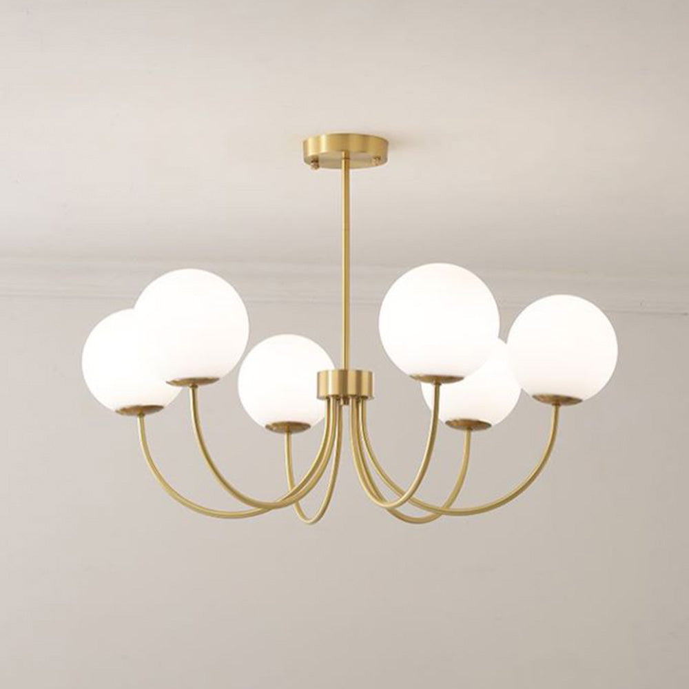 Valentina Modern Ball Bubble Metal/Glass Chandelier, Gold - Neutral Decor