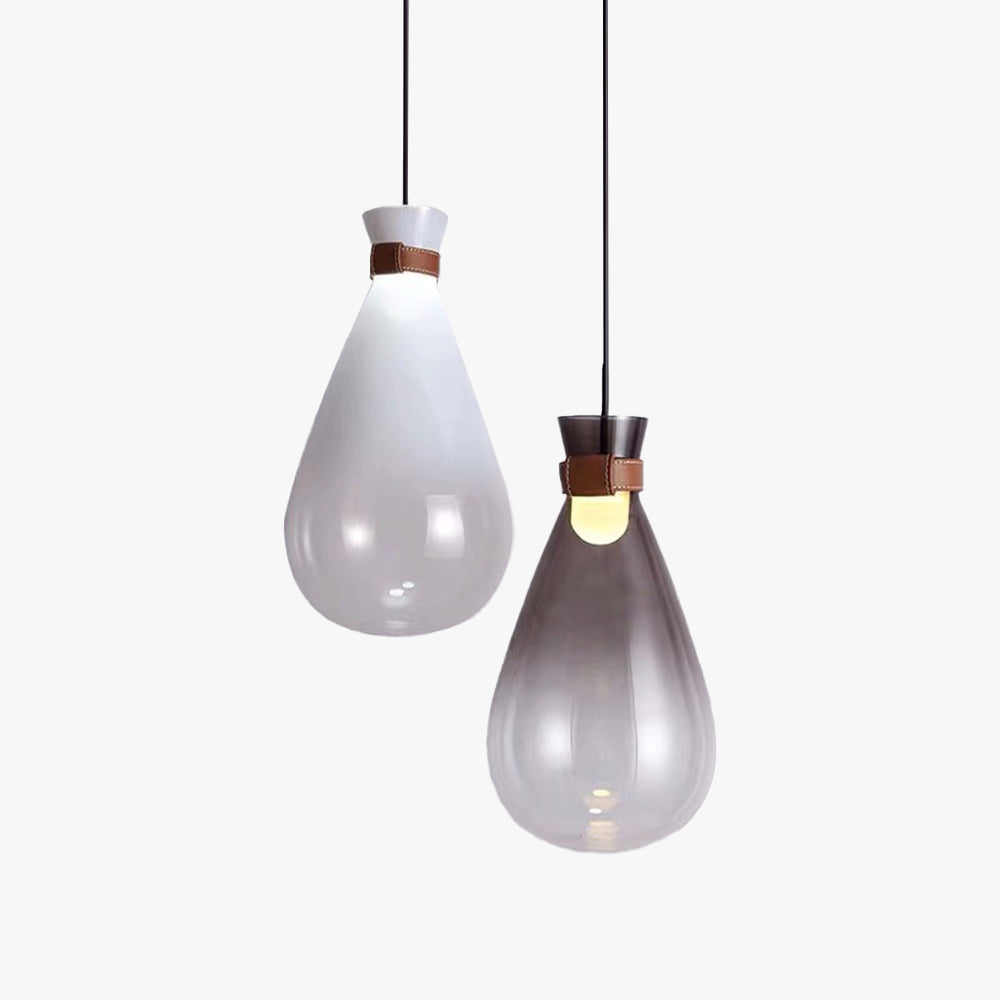 Valentina Minimalist Teardrop Shaped Glass Pendant Light, Smoke Gray/White - Neutral Decor