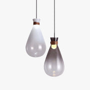 Valentina Minimalist Teardrop Shaped Glass Pendant Light, Smoke Gray/White - Neutral Decor