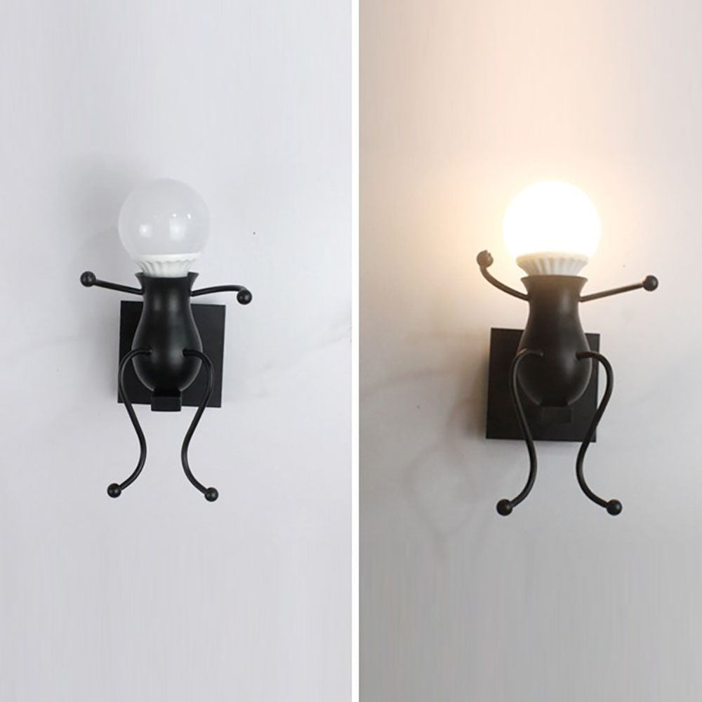 Arisha Modern Decorative Man Metal Wall Lamp, White/Black - Neutral Decor