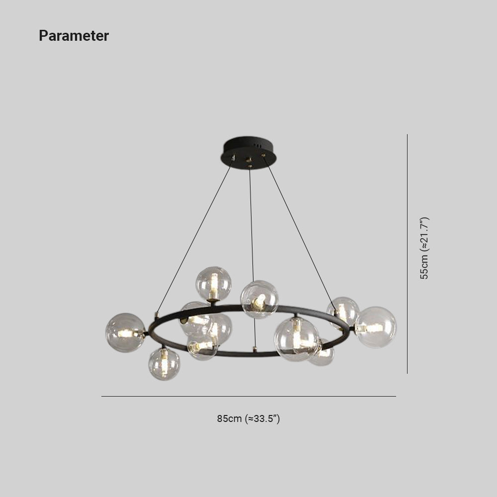 Valentina Modern Glass Globe Ring Chandelier, Gold/Black - Neutral Decor