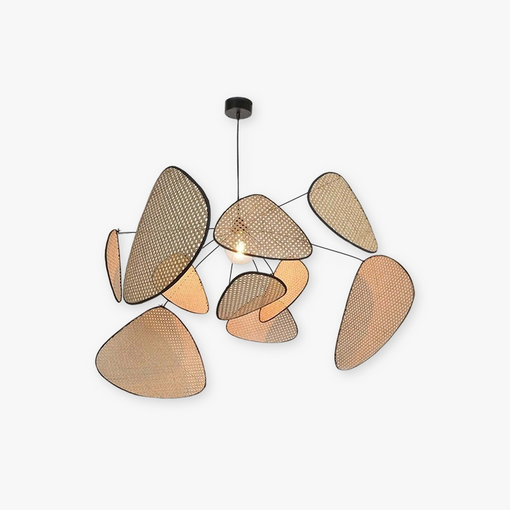 Ritta Pendant Light Leaf Grid, Rattan/Metal, Bedroom - Neutral Decor