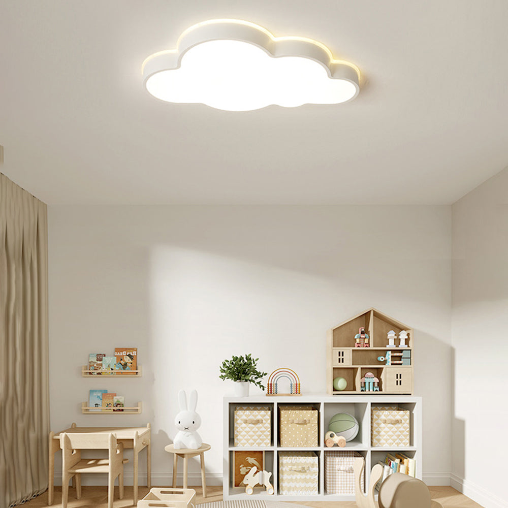 Arisha Modern Flush Mount Cloud Ceiling Light, White, Metal - Neutral Decor