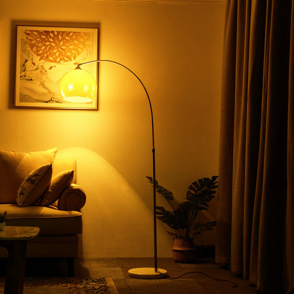 Mira Floor Arc Lamp, Tall Floor Light, Modern, Orange/ White - Neutral Decor